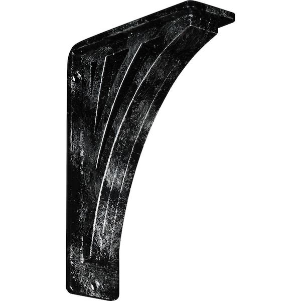 Ekena Millwork Nevio Wrought Iron Bracket, (Triple center brace), Antiqued Silver 2"W x 5 1/2"D x 8"H BKTM02X05X08TNEASV - main